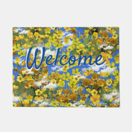 Frühlingsbecher Blume in den Wolken Fußmatte