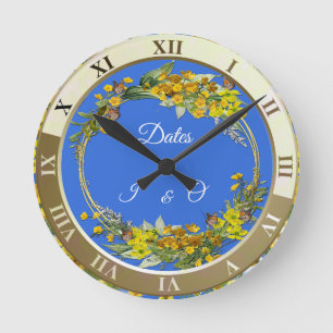 Frühlingsbecher Blume in den Wolken Runde Wanduhr