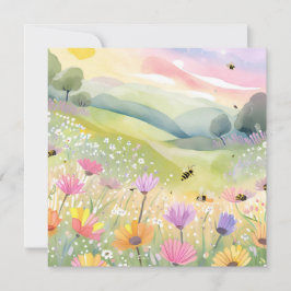 Frühlingsbeere Blume Fields | Blütenfarbene Natur Karte