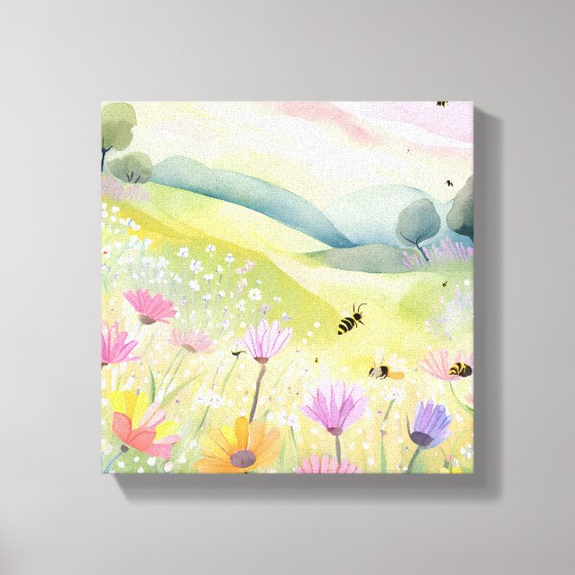 Frühlingsbeere Blume Fields | Blütenfarbene Natur Leinwanddruck (Vorderseite)