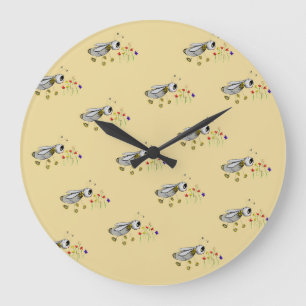 Frühlingsbienen Große Wanduhr