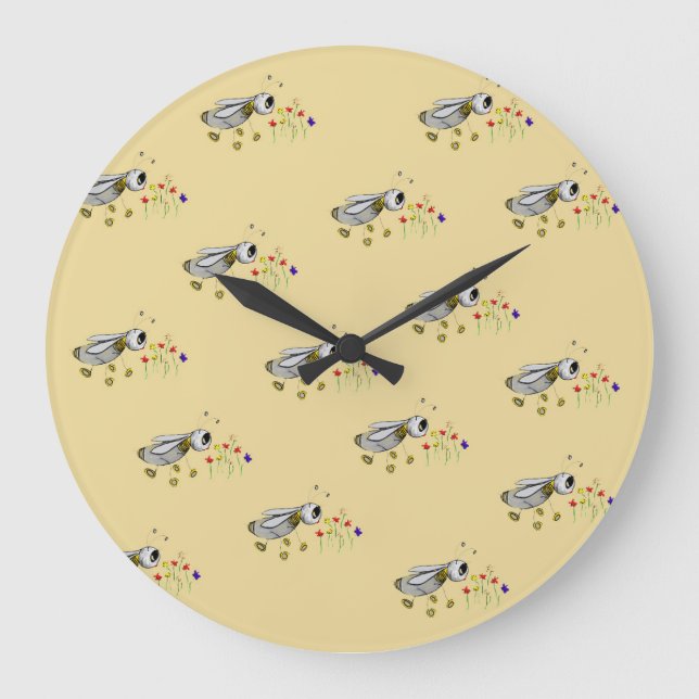 Frühlingsbienen Große Wanduhr (Vorderseite)