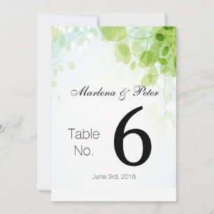Frühlingsblätter Aquarell Hochzeit Tischkarten Einladung