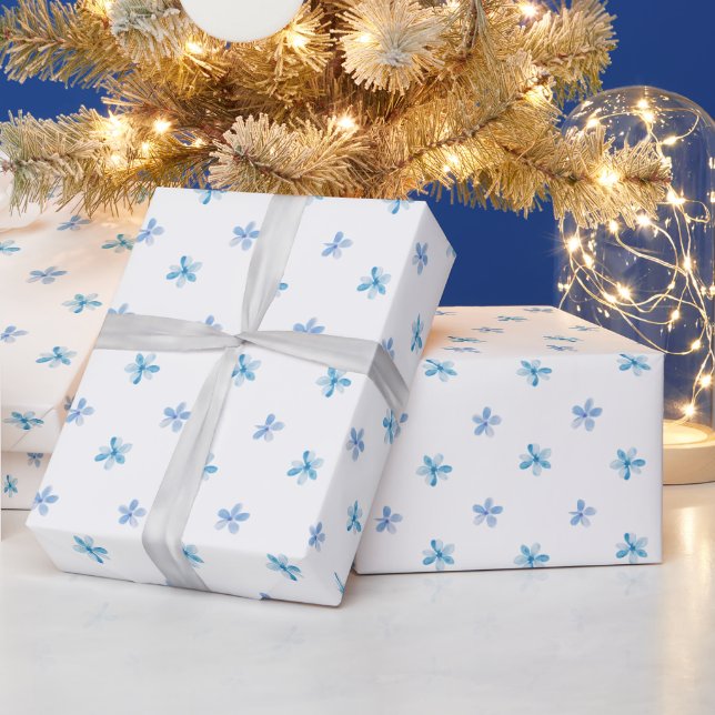Frühlingsblaue Blumen Geschenkpapier (Feiertage)