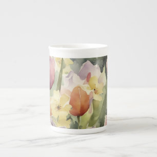Frühlingsblühende Tulpen Prozellantasse