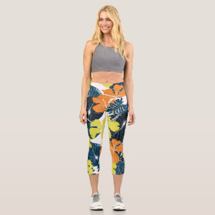 Frühlingsblume: Vintage Blütentextur Capri Leggings