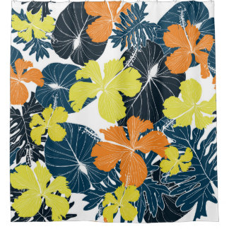Frühlingsblume: Vintage Blütentextur Duschvorhang