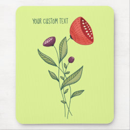 Frühlingsblumen Abstrakter botanischer Zeilenkunst Mousepad
