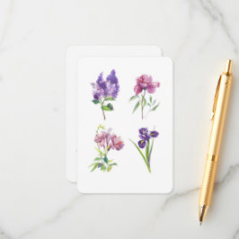 Frühlingsblumen-Aquarell – Botanische Blumen Begleitkarte