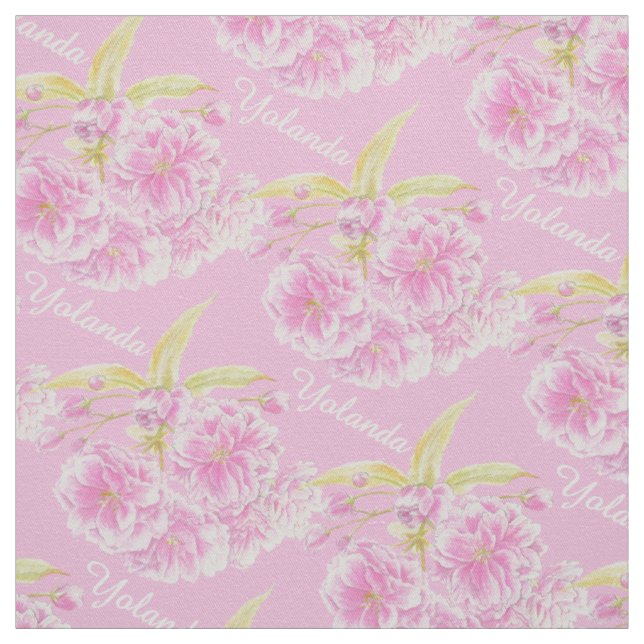Frühlingsblumen Aquarellblüten Name Rosa Stoff (Muster)