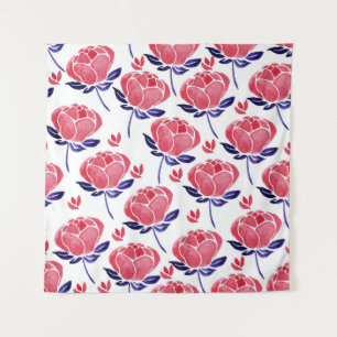 Frühlingsblumen, Aquarellmuster nahtlos. Wandteppich