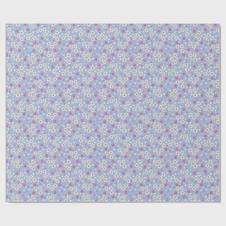 Frühlingsblumen auf blauem Hintergrund Geschenkpapier