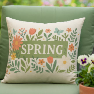 Frühlingsblumen auf braunem Hintergrund Kissen