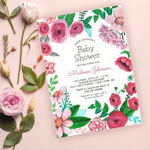 Frühlingsblumen Babyparty Einladung