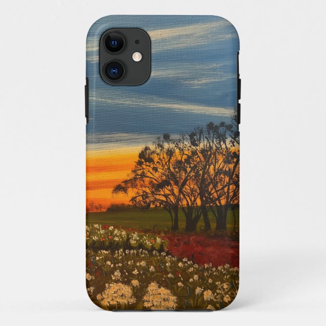 Frühlingsblumen bei Sonnenuntergang, von Gary Poli Case-Mate iPhone Hülle (Rückseite)