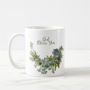 Frühlingsblumen Bird Religious God Bless You Coffe Kaffeetasse