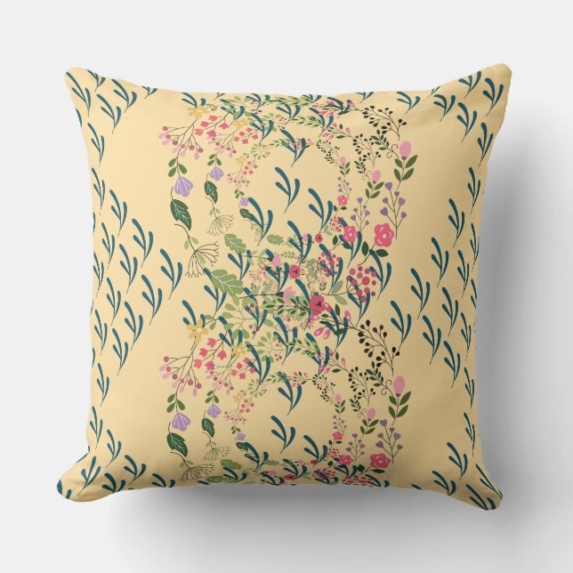 Frühlingsblumen + Blattdesign Gelb  Kissen (Vorderseite)