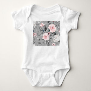 Frühlingsblumen Blätter Handgezeichnet Baby Strampler