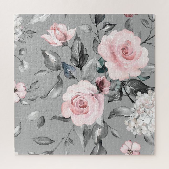 Frühlingsblumen Blätter Handgezeichnet Puzzle (Vertikal)