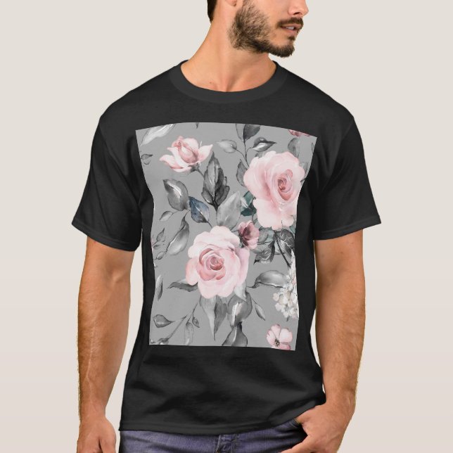 Frühlingsblumen Blätter Handgezeichnet T-Shirt (Vorderseite)