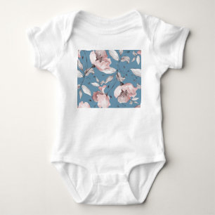 Frühlingsblumen, Blätter, nahtloses Design Baby Strampler