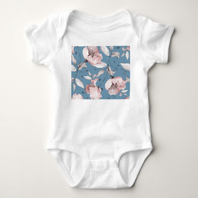 Frühlingsblumen, Blätter, nahtloses Design Baby Strampler (Vorderseite)