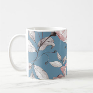 Frühlingsblumen, Blätter, nahtloses Design Kaffeetasse