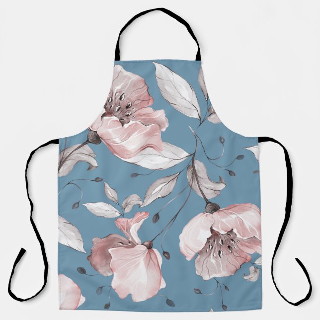 Frühlingsblumen, Blätter, nahtloses Design Schürze (Vorderseite)
