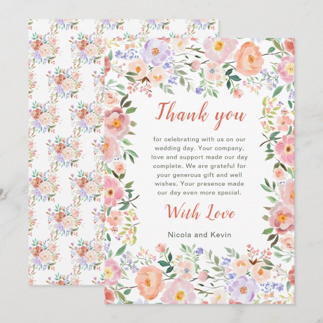 Frühlingsblumen-Blume Hochzeit Dankeskarte (Vorne/Hinten)