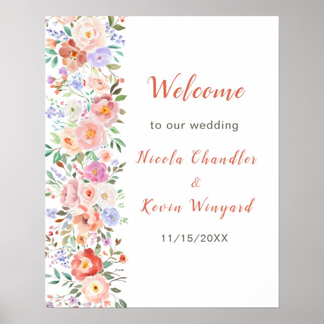 Frühlingsblumen-Blume Hochzeit Poster (Vorne)