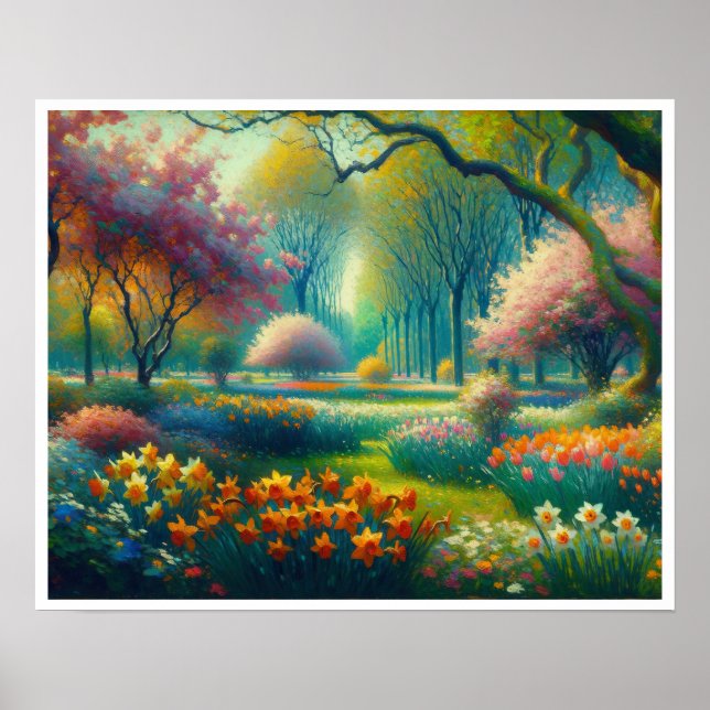 Frühlingsblumen Botanischer Garten Impressionist Poster (Vorne)