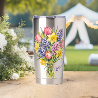 Frühlingsblumen-Boutique Wasserfarbe Benutzerdefin Thermobecher