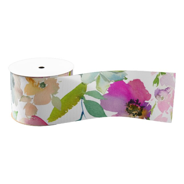 Frühlingsblumen Bunt Fröhlich Vielseitig Ripsband (Spule)