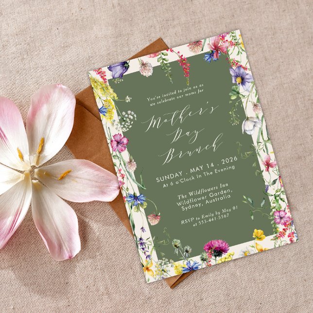 Frühlingsblumen Chic Farbige Muttertags-Brunch Einladung (Von Creator hochgeladen)