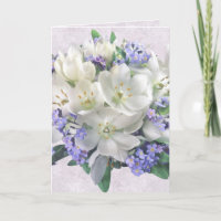 Frühlingsblumen. Crocuses and vergget-me-not-card