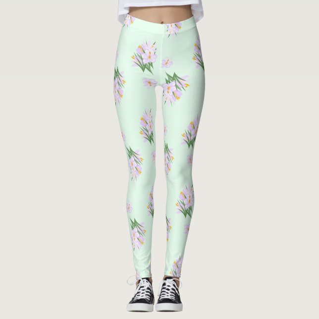 Frühlingsblumen Crocuses Leggings (Vorderseite)