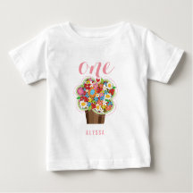 Frühlingsblumen Cupcake Mädchen 1. Geburtstagsfeie