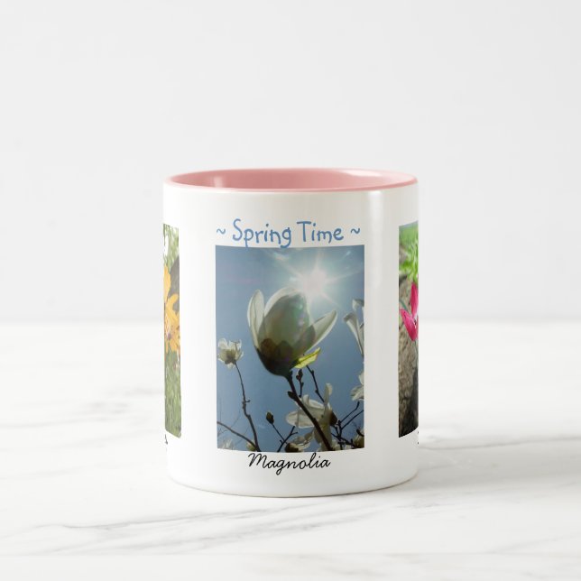 Frühlingsblumen Daisies Magnolia Crocuses Tasse (Mittel)