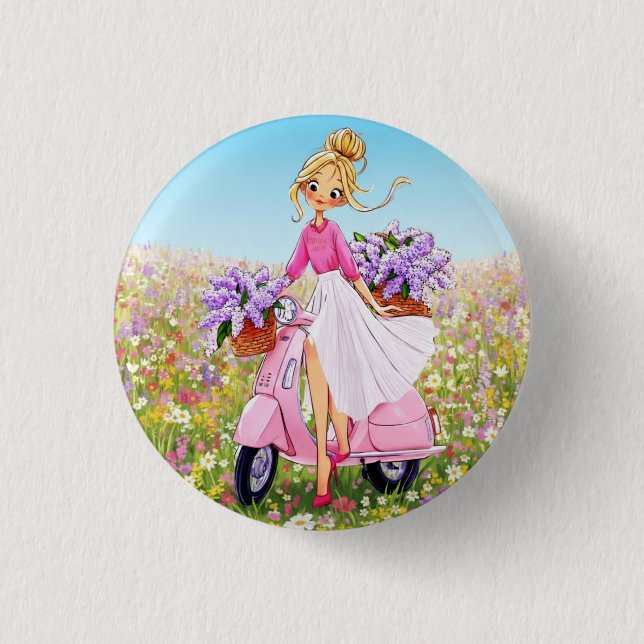 Frühlingsblumen-Design-Button Button (Vorderseite)