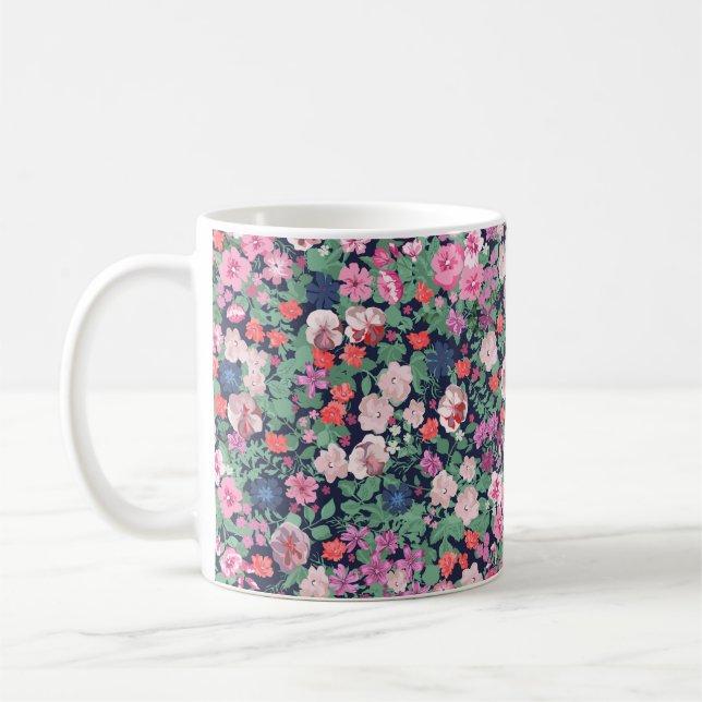 Frühlingsblumen Design. Nahtlose Blumenmuster. Pl Kaffeetasse (Links)