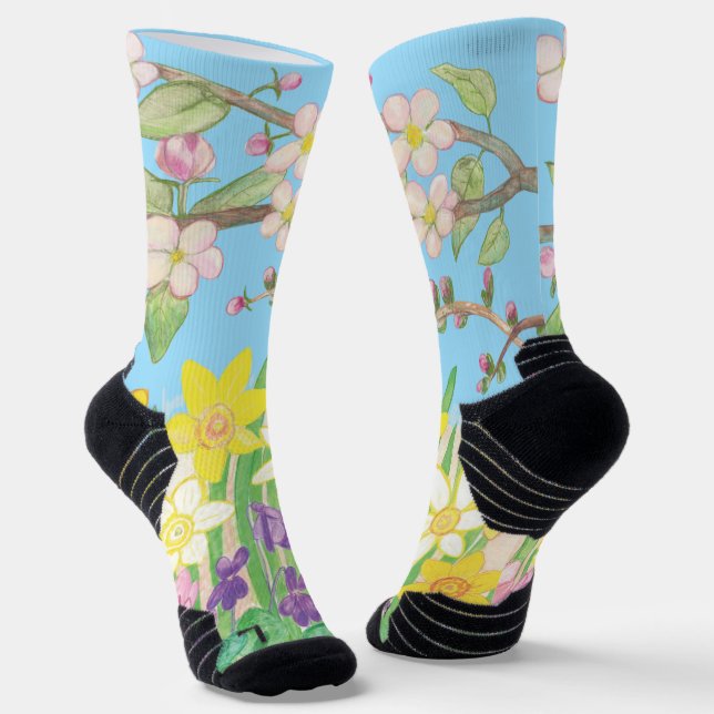 Frühlingsblumen, die Freude ausstrahlen Socken (Gewinkelt)