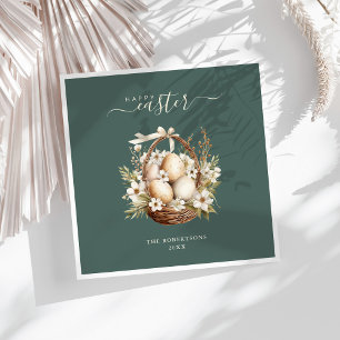 Frühlingsblumen Eier zeigen Grün glücklichen Oster Serviette