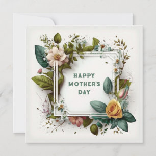 Frühlingsblumen Eleganter Rahmen Muttertags-Karte Feiertagskarte