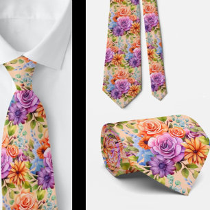 Frühlingsblumen Farbenfrohe Regenbogenfarben Krawatte