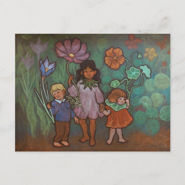Frühlingsblumen-Feien Postkarte (Vorderseite)