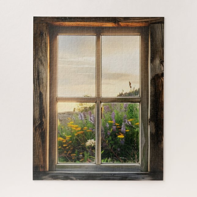 Frühlingsblumen Fensteransicht Puzzle (Vertikal)