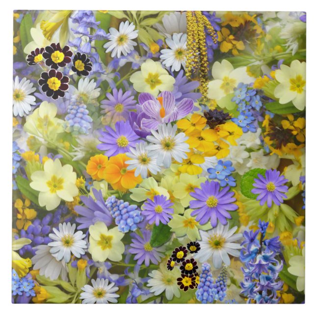Frühlingsblumen Fliese (Vorderseite)