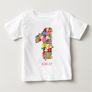 Frühlingsblumen Garten Ein Mädchen 1. Geburtstag P Baby T-shirt