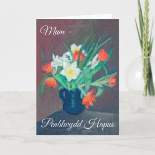 Frühlingsblumen Geburtstagskarte, Mama: walisische Karte