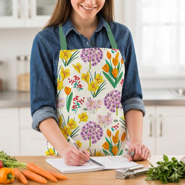 Frühlingsblumen Gelbblütenmuster Osterblütenmuster Schürze (Spring Flowers Pattern Colorful Garden Cooking Apron)